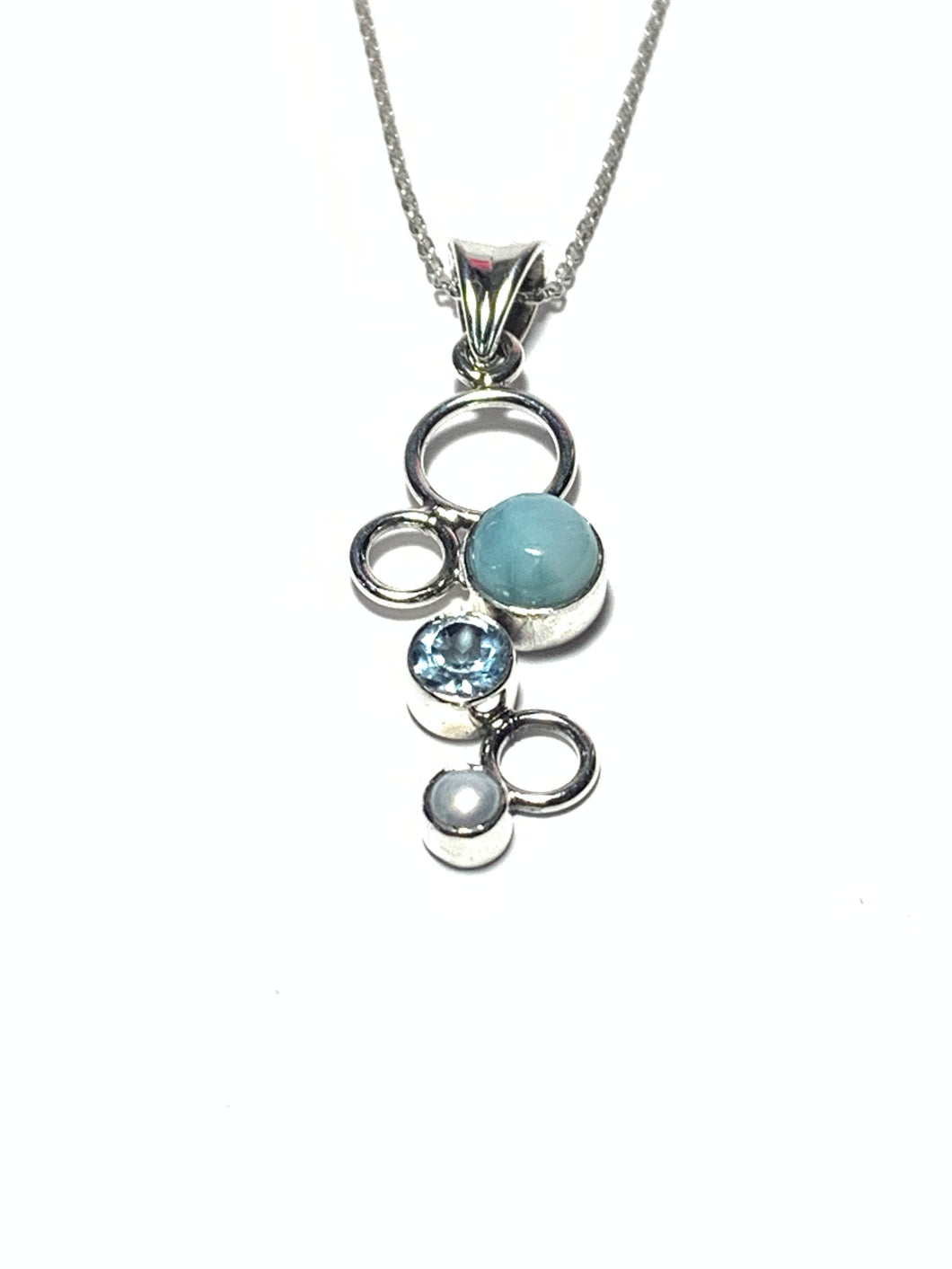 Sterling Blue Topaz & Larimar Necklace