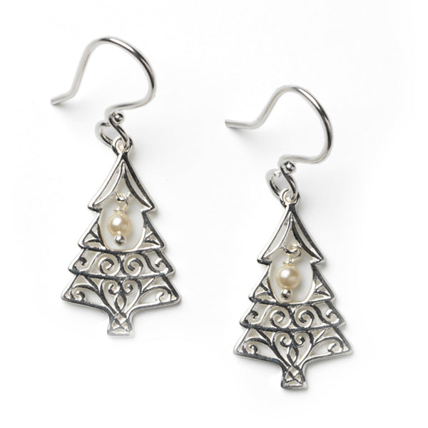 Southern Gates® Holiday Christmas Tree Pearl Earrings