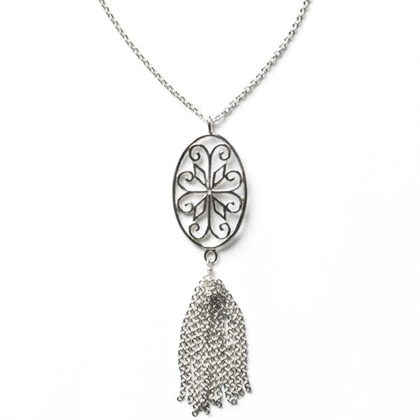 Southern Gates® Oval Scroll Tassel Necklace Courtyard Series