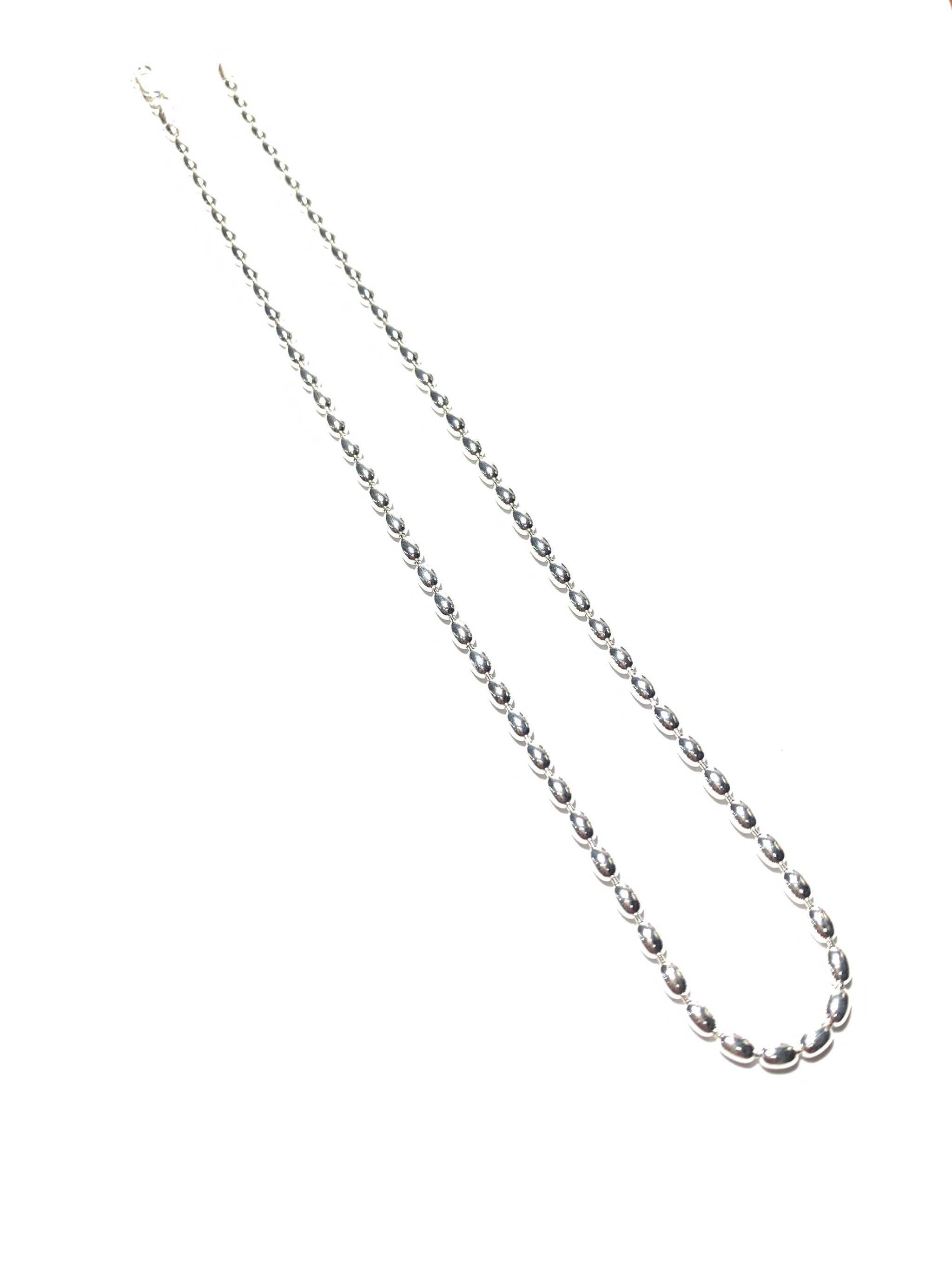 Large Sterling Rice Bead Necklace