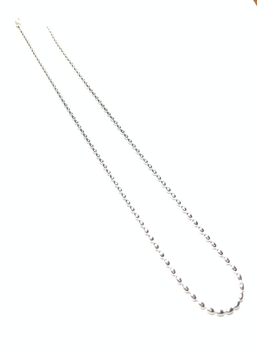 BHUBREA 925 Sterling Silver Beaded Necklace for Women Oval Rice Bead Strand  Chain Necklace for Her, Bead Ball Necklace Jewelry Gift, 18-24 Inch