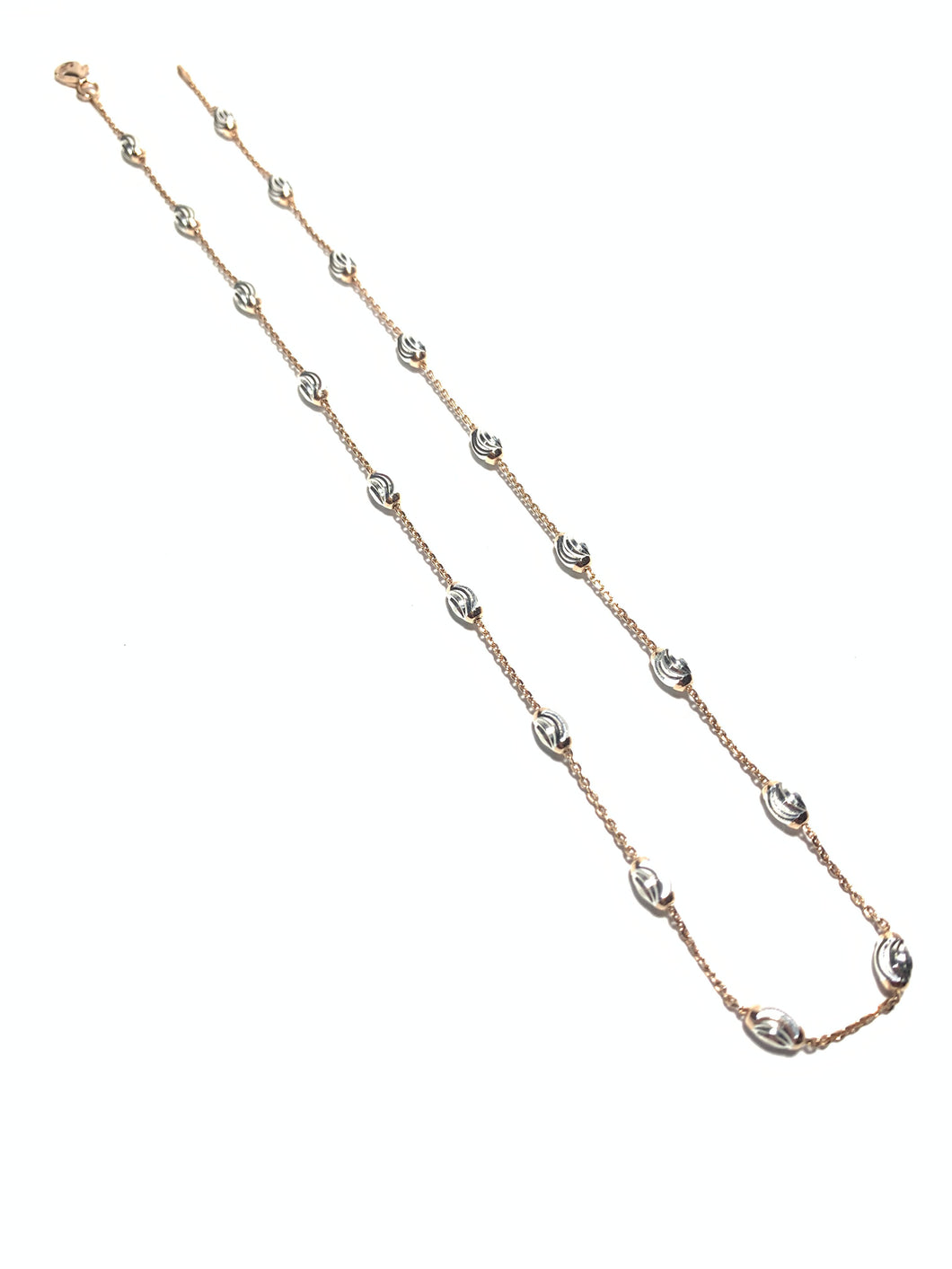Rose Gold Vermeil-Station Rice Bead Necklace