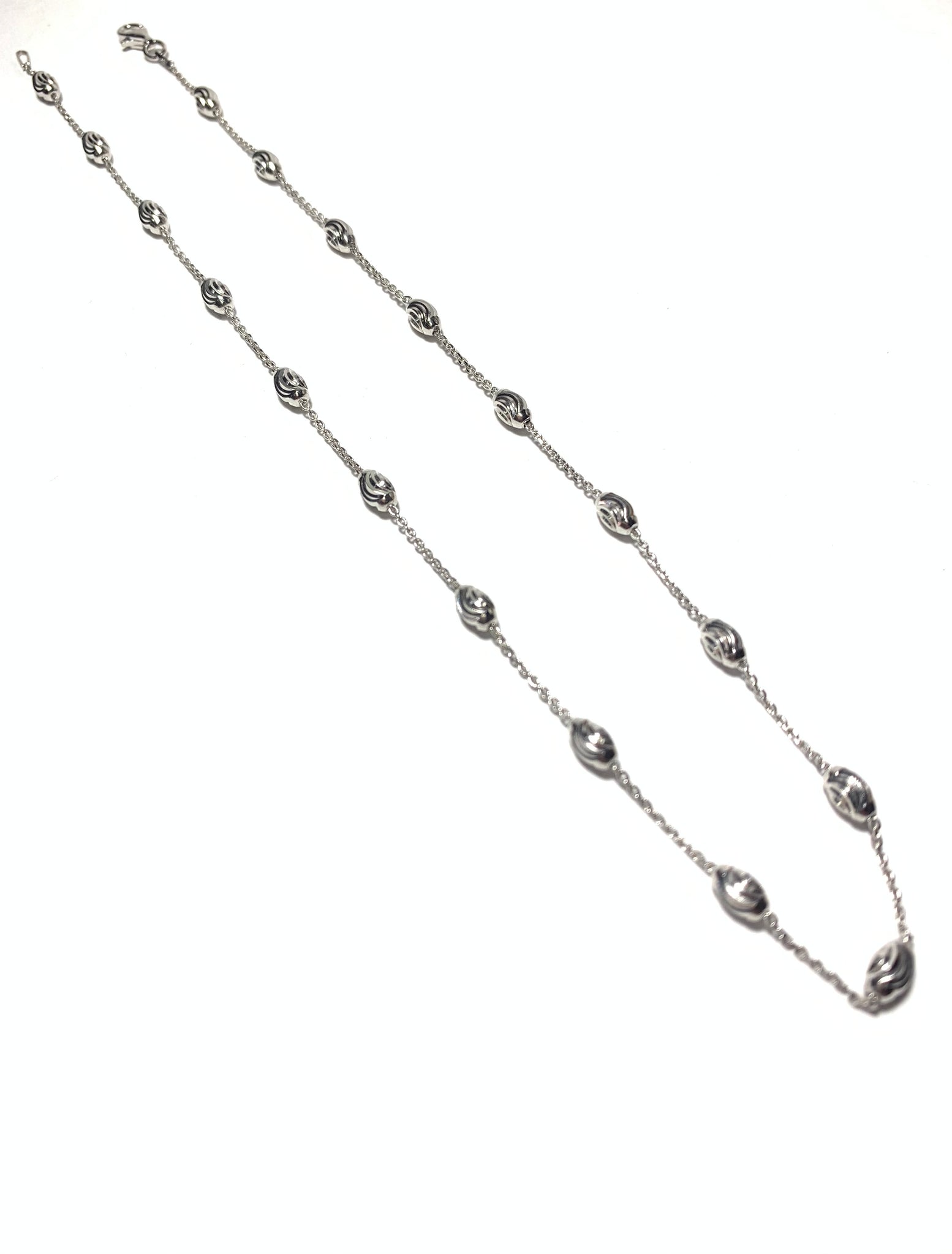 Solid 925 Sterling Silver Italian Oval Bead Rice Bead Chain Necklace or  Bracelet