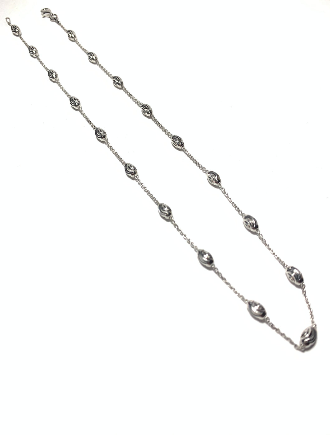 Silver-Station Rice Bead Necklace